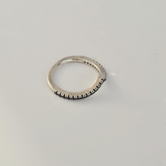 Pandora Sparkling Wishbone Ring – Sterling Silver with Blue Stones Size 3.75 - Picture 6 of 6